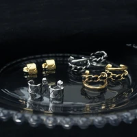 2022 new fashion unique c shape stainless steel gold silver earrings diamond grain leather wrap earrings beautiful party jewelry