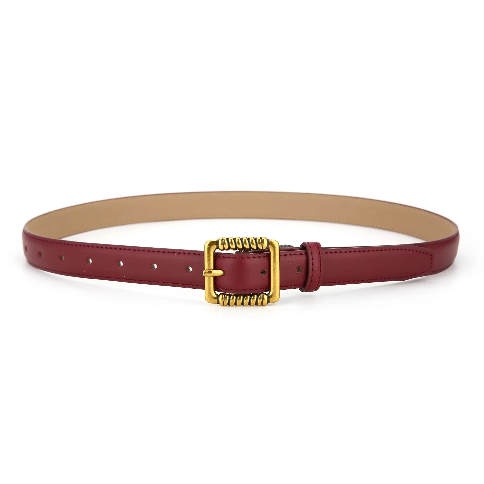 Женский ремень из воловьей кожи с квадратной пряжкой