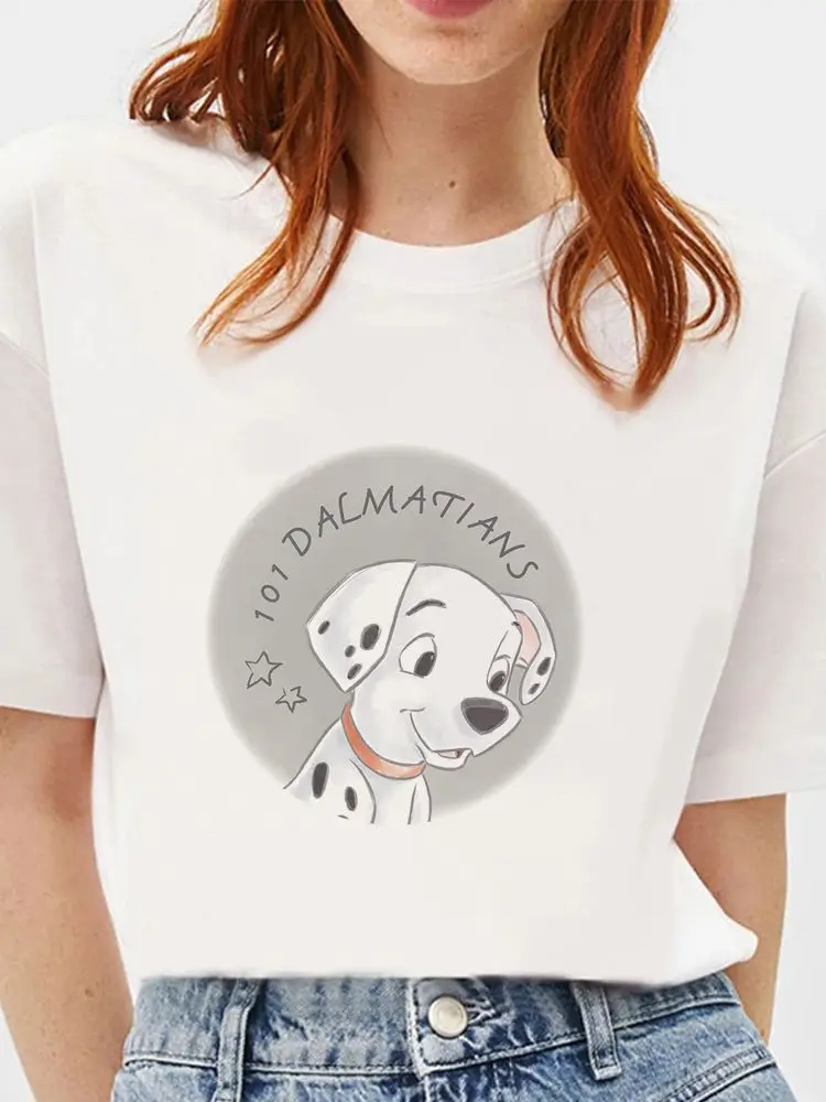 

White Disney New Products One Hundred And One Dalmatians T-Shirt Comfy Creativity Trendy Tshirt Disney Brand Lady Women T Shirt
