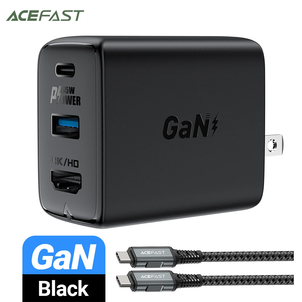 ACEFAST GaN PD65W Wall Charger USB Fast Charger Hub 3 Port HDMI Adapter Compatible for MacBook, Laptop,U Disk, Nintendo Switch