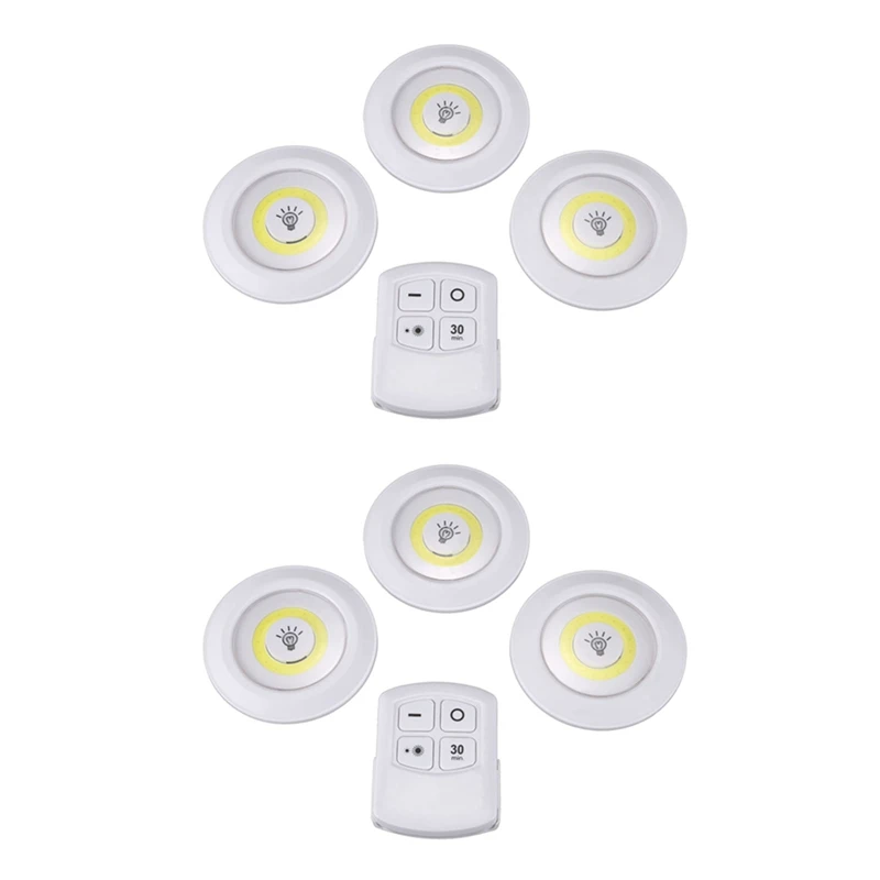 

6Pcs Led Night Lights Wireless Led Remote Control Battery Under Cabinet Night Light Wall Lamp Remote Controller