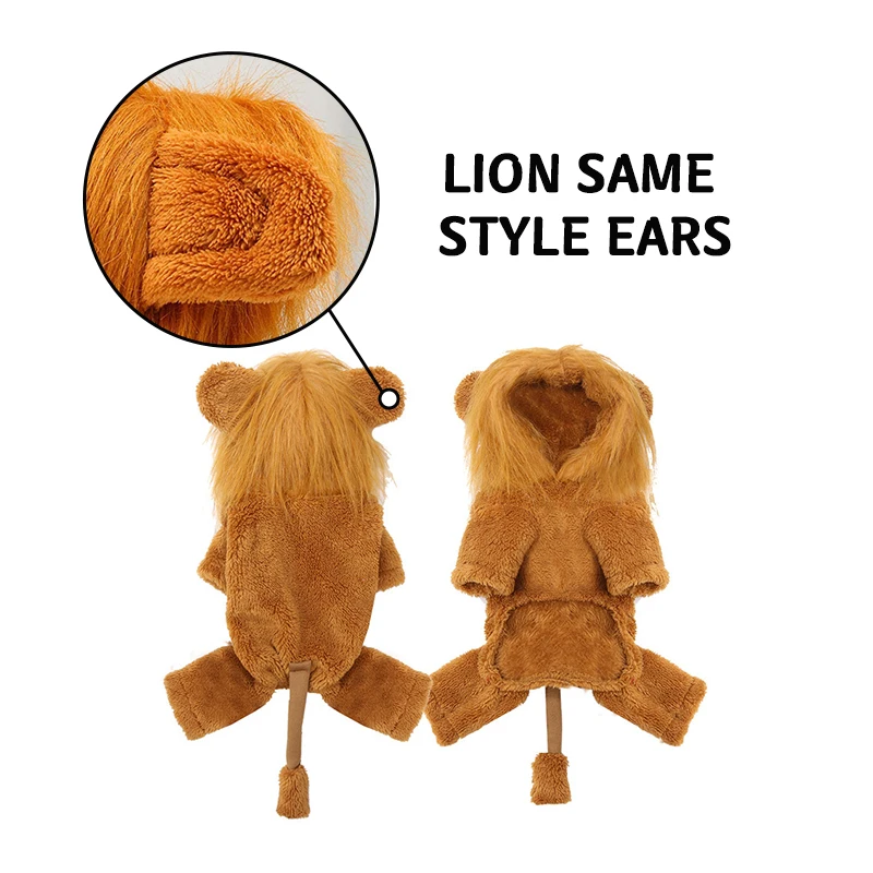 Зимняя Теплая Одежда для собак Mysudui с капюшоном и львом утолщенная теплая Милая