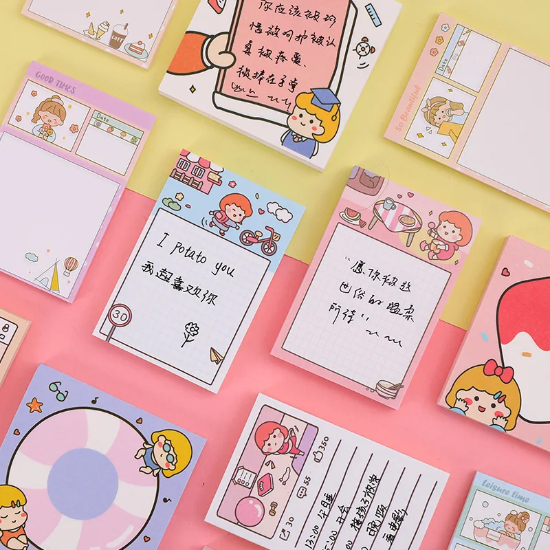 

Korean Ins Creative Office Message Remarks Sticky Notes Simple Cute Planner Memo Pad Kawaii Decor Stationery Label Paper Student