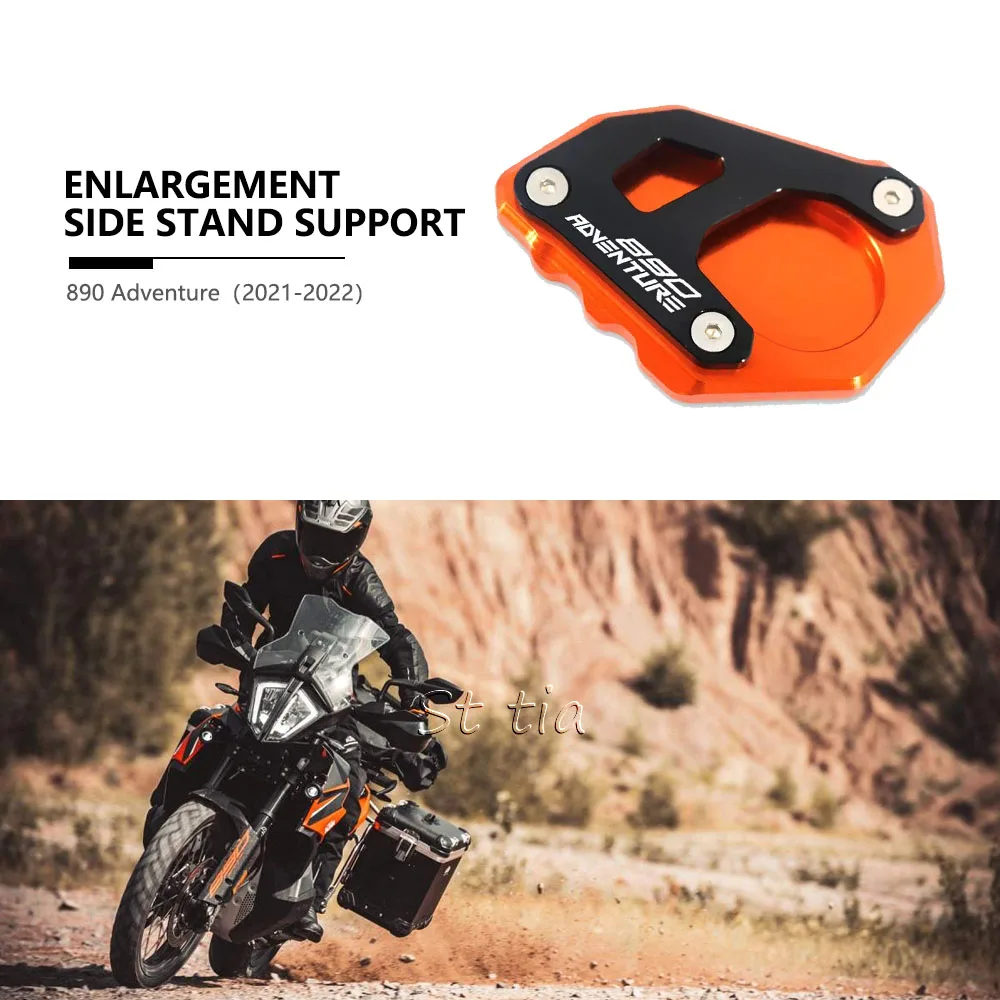 

New Fit For 890 ADV Adventure R 2021 2022 890ADV Motorcycle CNC Kickstand Foot Side Stand Extension Pad Support Plate Enlarge