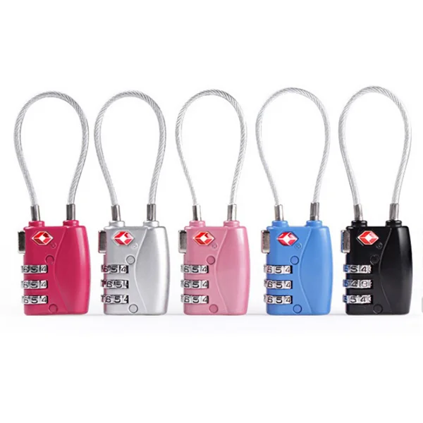 

5 Colors TSA Approved Cable Luggage Locks 3-Digit Password Locks Padlocks (Black & Silver & Rosy & &