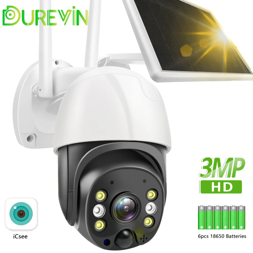 

IP-камера видеонаблюдения HD, 3 Мп, Wi-Fi, на солнечной батарее, 5 Вт