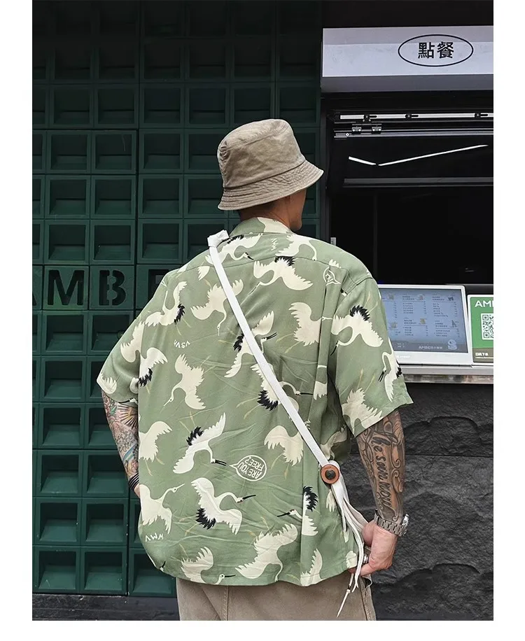 Гавайская пляжная рубашка с коротким рукавом VISVIM Crane TX1196 2024