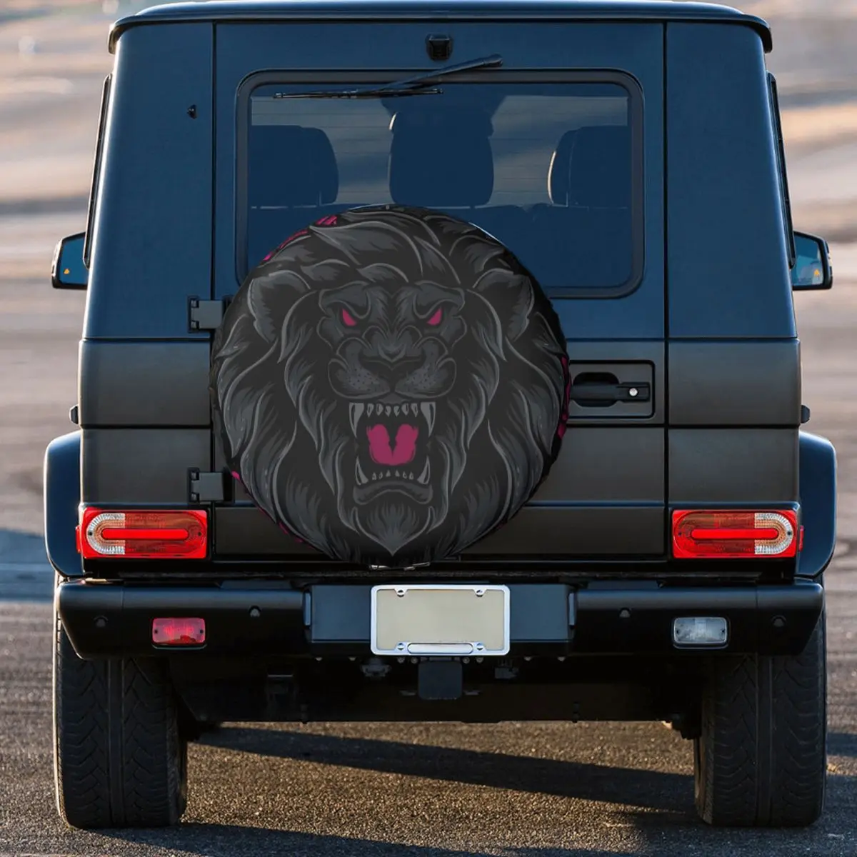 

Lion Head With Ax And Rose Flower Tire Cover Wheel Protectors Weatherproof Universal for Jeep Trailer RV SUV Truck Camper