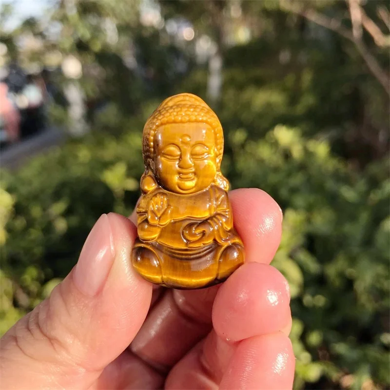 

3.5cm Natural Tiger Eye Stone Buddha Pendant Feng Shui Necklace Men Women Healing Jewelry Crystal Charms Lucky Amulet Gift 1pcs