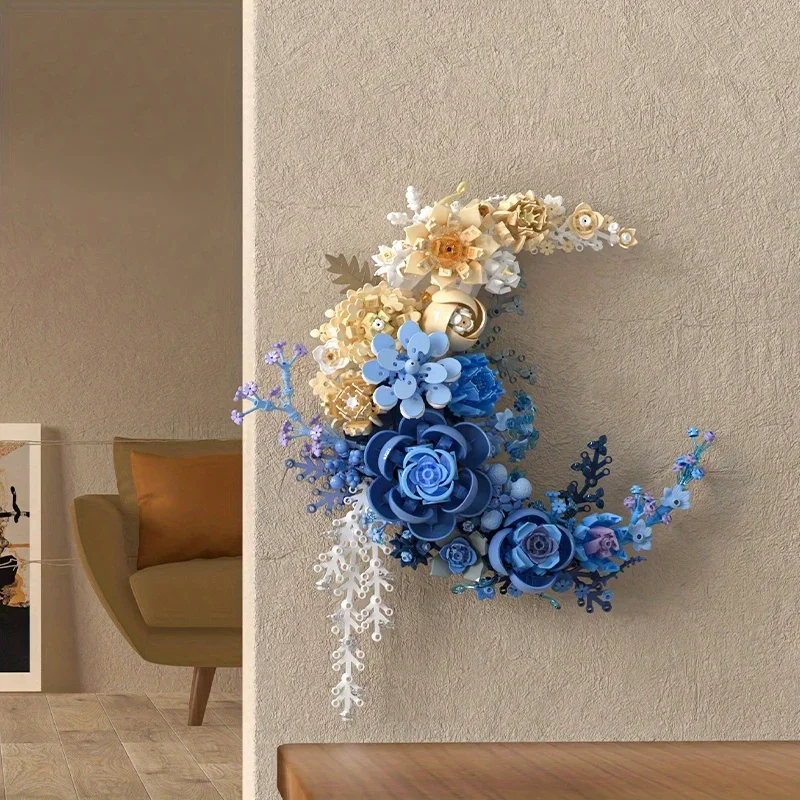 934 шт. вечная луна цветок строительные блоки настенная мебель для дома модель