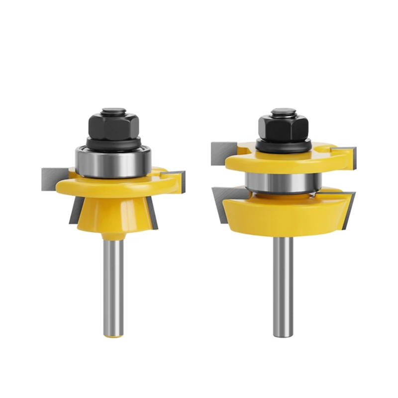 

2 Pcs Shank High Quality Tongue & Groove Joint Assembly Router Bit Set Stock Wood Cutting Tool