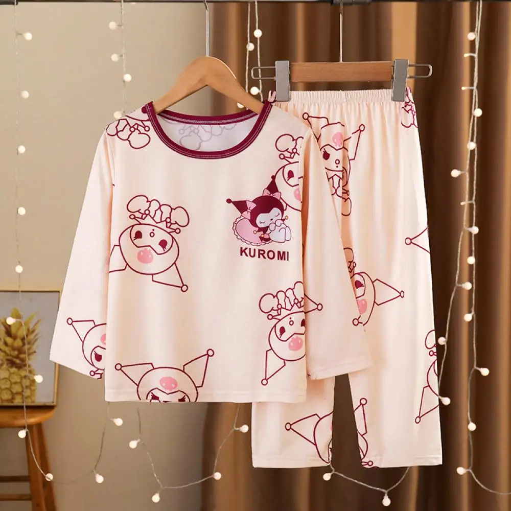 

Sanrio Hello Kitty Girls Pajamas Cinnamoroll Pochacco Kuromi My Melody Purin Dog Anime Cute Spring and Autumn Boy Loungewear Set
