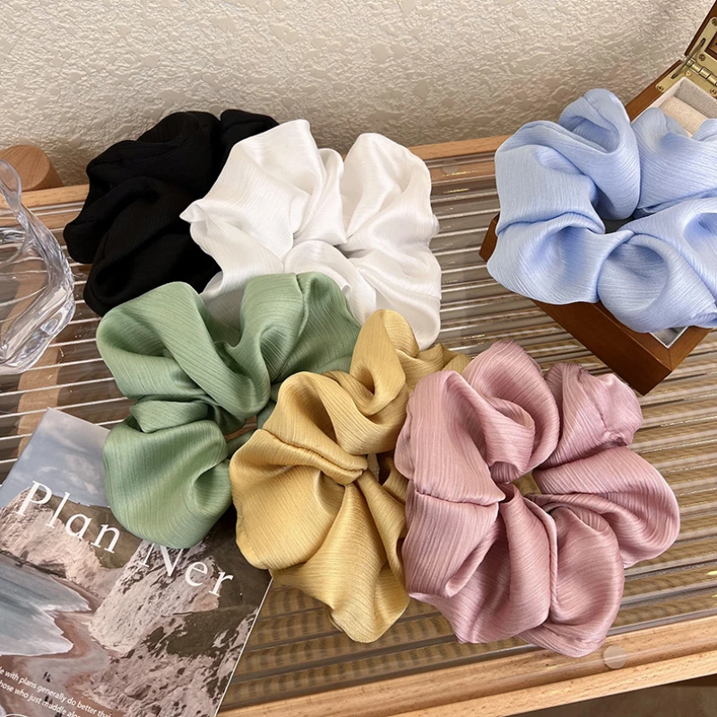 

UXSL Fashion Large Solid Color Headband Hair Ring Soft Silk Satin Hair Band for Womans Girls Ponytail Ties Rubber Band Headdress