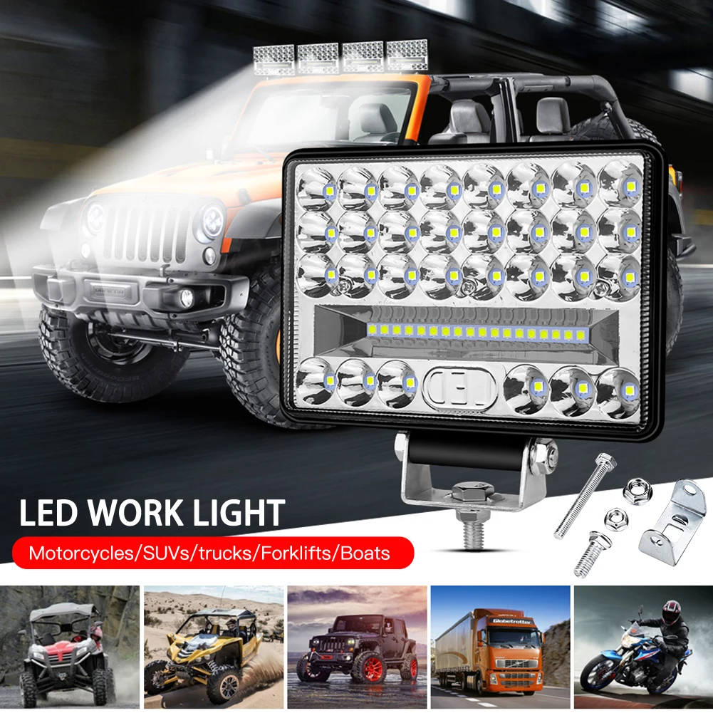 

2022 144W 3030 48 LED Work Driving Light Car Truck Lamp 4WD Off-Road Large View 6000K Square Bright LED Spotlight Work Light
