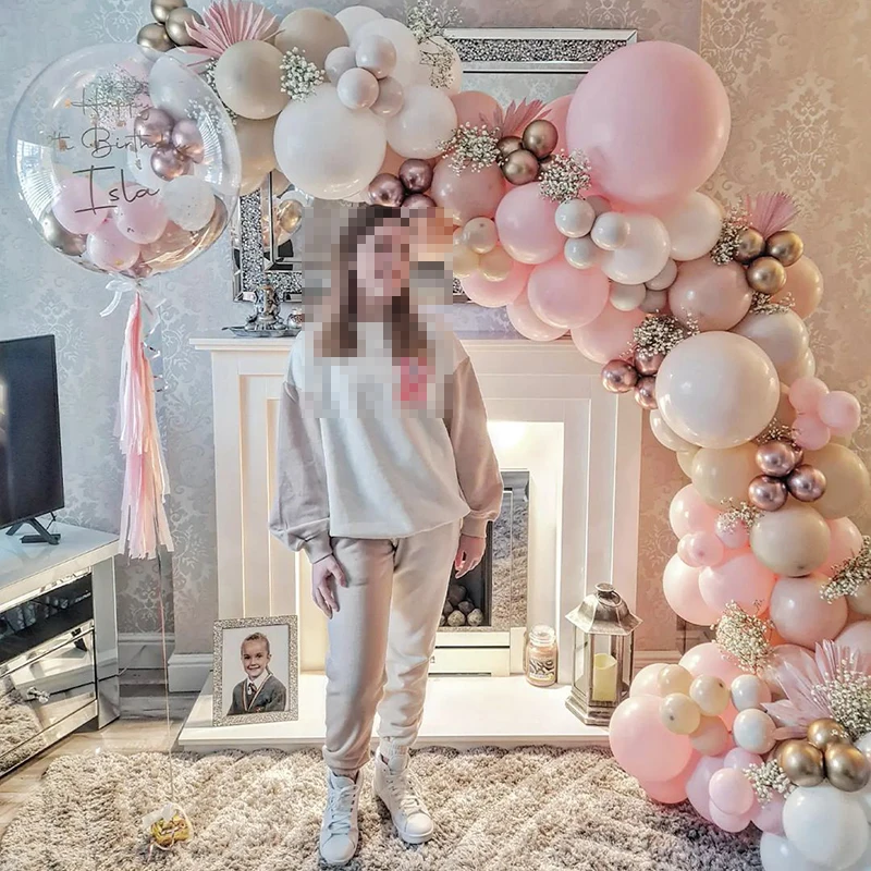 

5 10 18inch White Pink Gold Chrome Balloons Garland Arch Kit For Baby Shower Bridal Shower Party Decors White Artificial Flowers