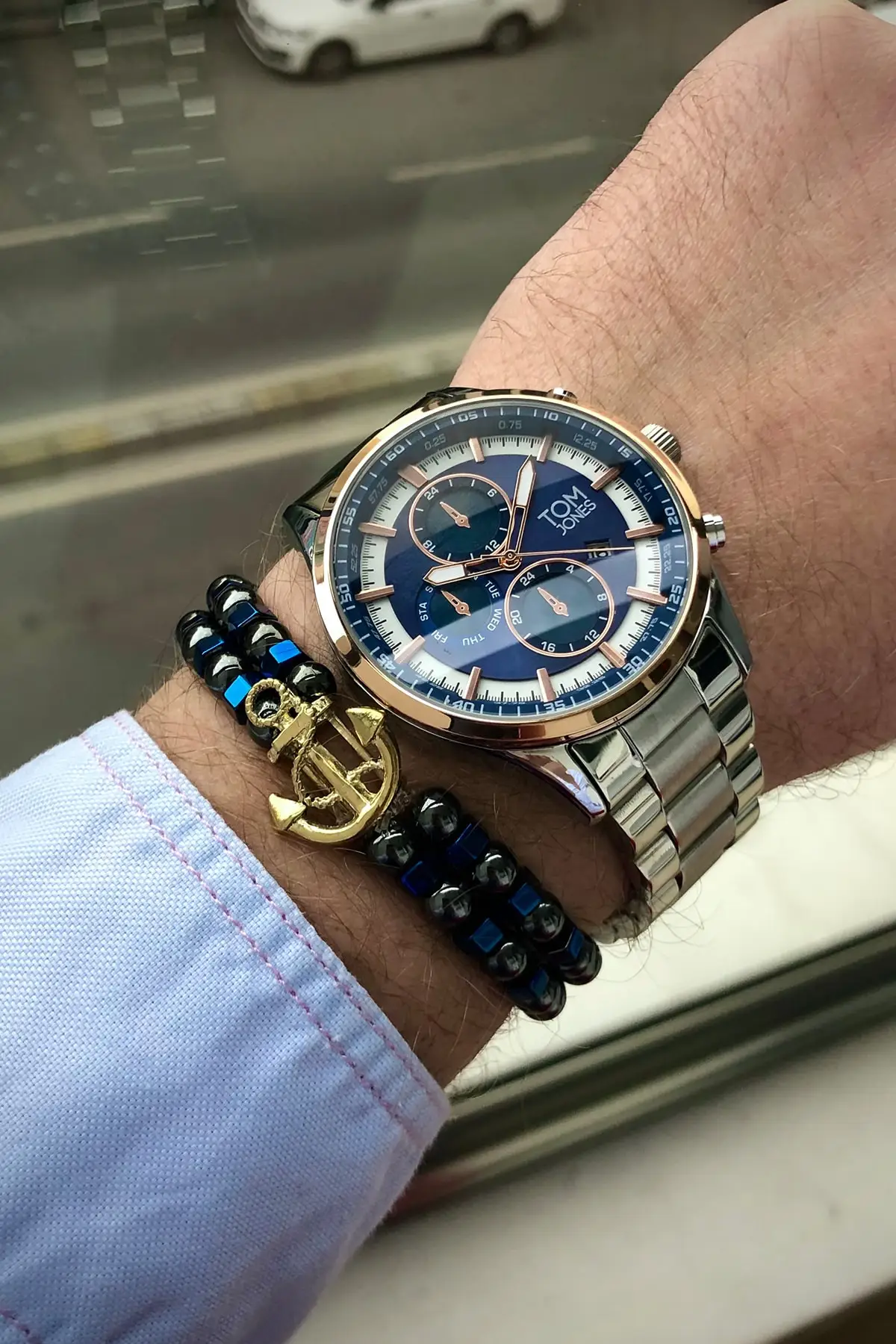 Мужские наручные часы + браслет подарок Tom Jones топ-бренд роскошный стальной