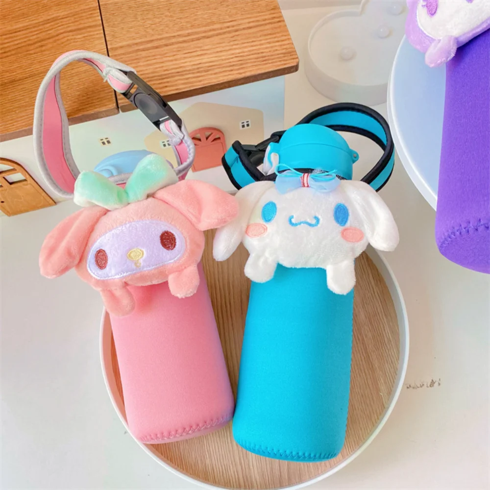 

Sanrio Kulomi Cartoon Hand Glass Water Cup Bag Heat Insulation Anti-fall Anime Figures Toys Melody Thermos Cups Bags Kids Gifts