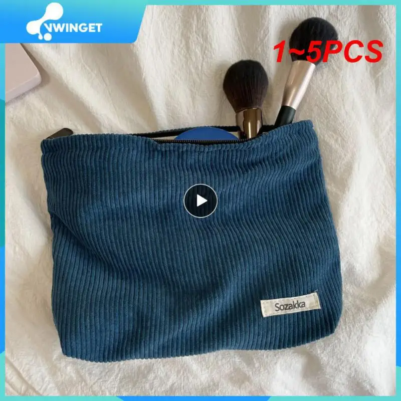 

1~5PCS Large female Leopard makeup skincare bag Canvas waterproof zipper makeup bag Travel wash makeup organizer beauty case