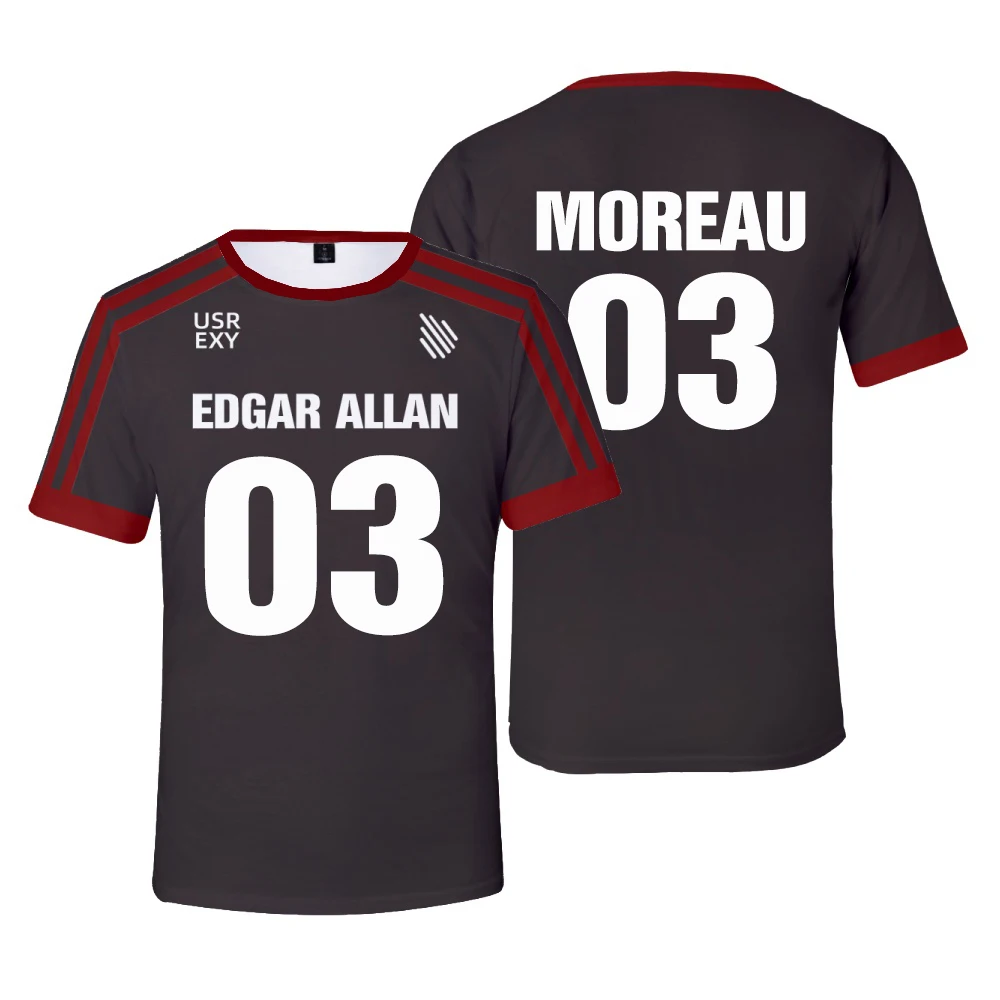 

New The Foxhole Court Edgar Allan Ravens Lacrosse Jersey Cosplay MORIYAMA KNOX T-shirt 3D for Men/Women Clothes Kids Tops