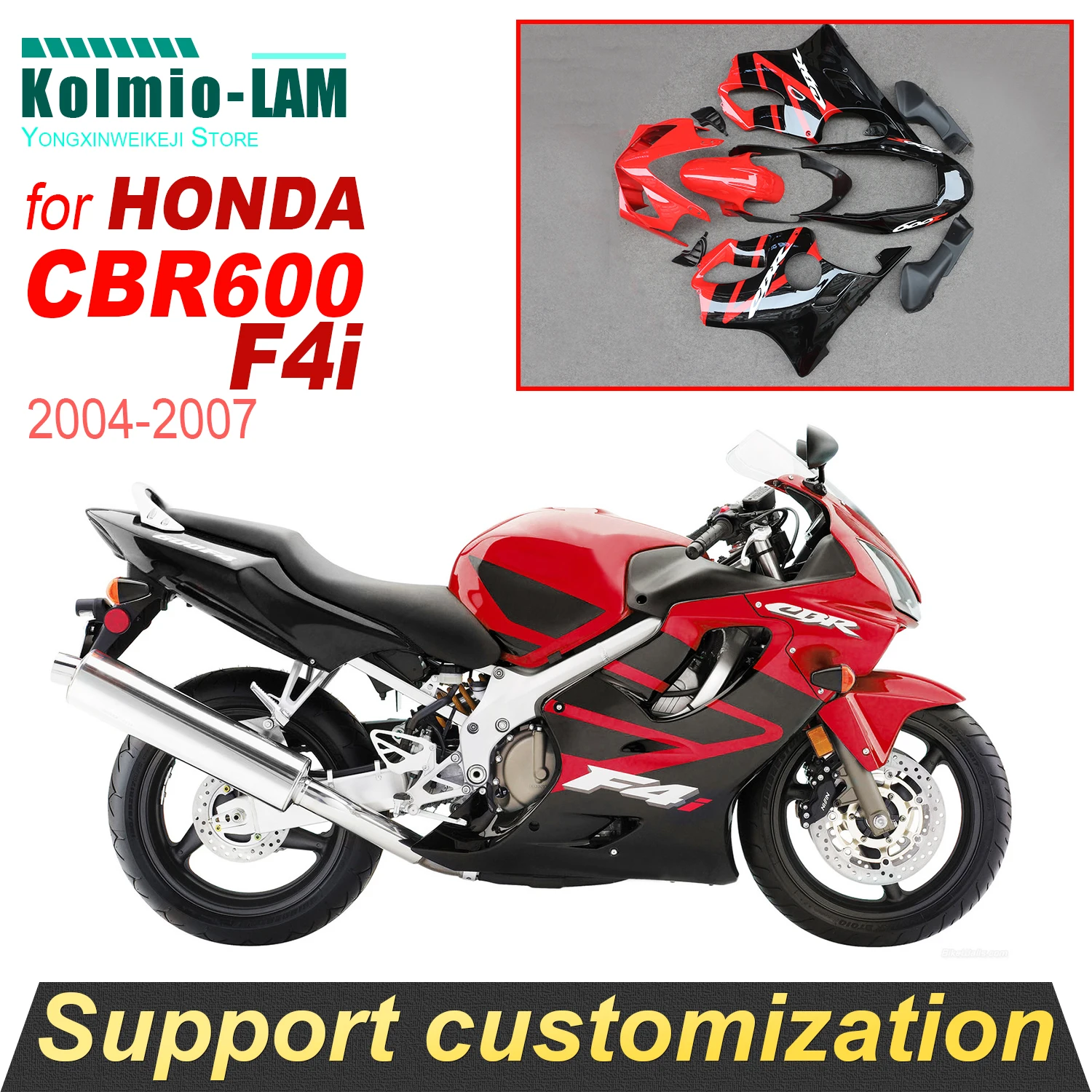

For HONDA CBR 600 F4i Fairing Kit 2004 - 2007 CBR600F4i 2005 2006 Full Body Complete ABS Plastic Bodywork Panel CBR600 F4i