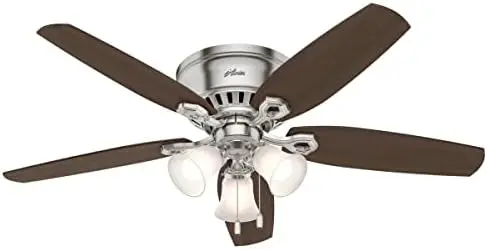 

Company, 53328, 52 inch Builder Brushed Nickel Low Profile Ceiling Fan with LED Light Kit and Pull Chain