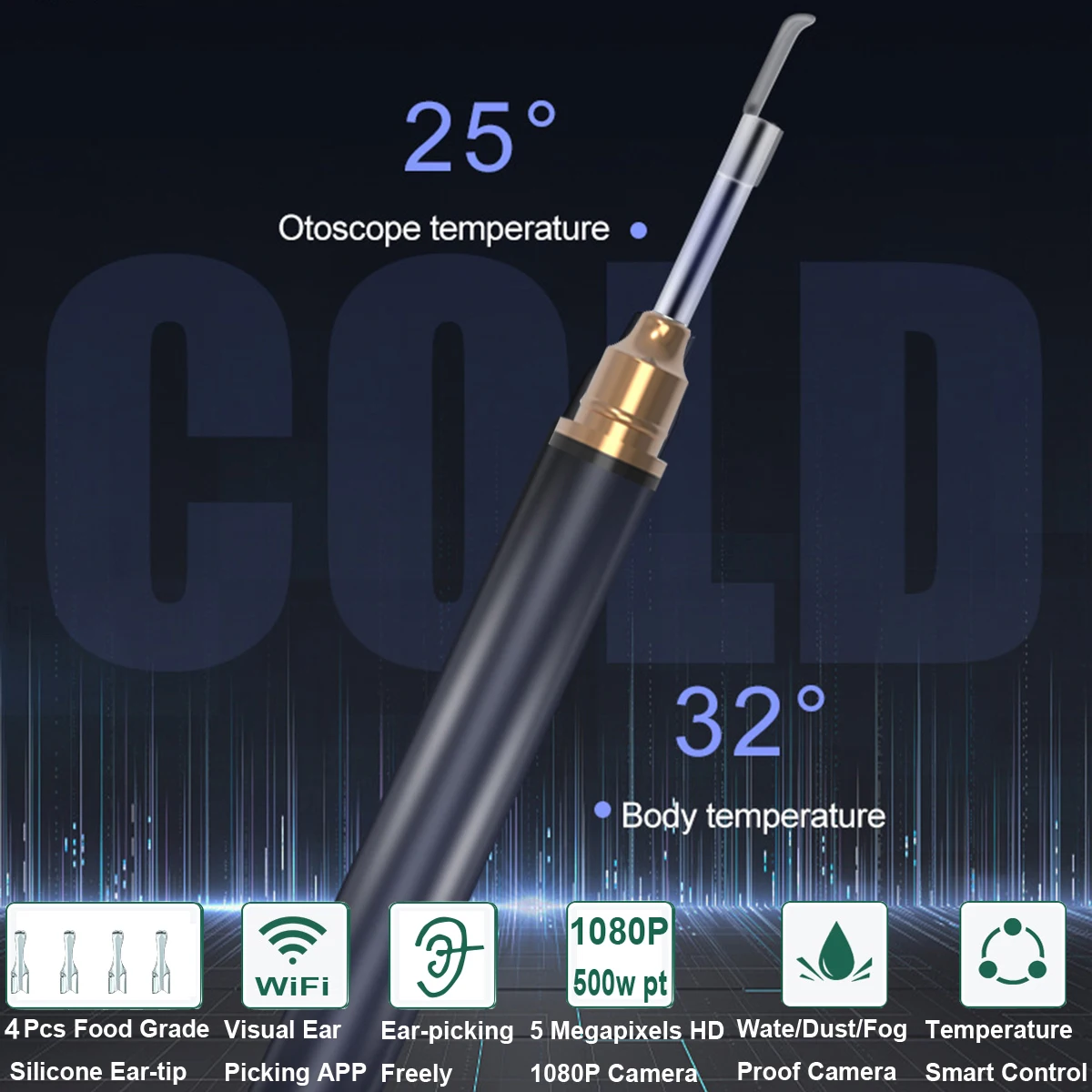 Беспроводной Эндоскоп для чистки ушей 1080p с Wi-Fi |