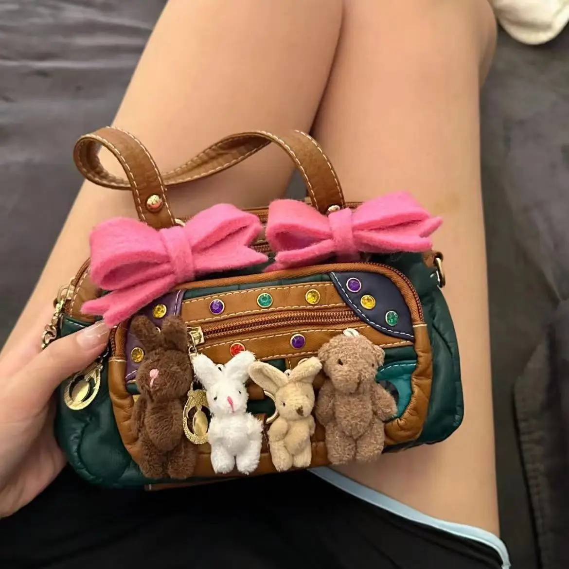 Оригинальная трендовая субкультура сумка Hottie милый мультяшный кролик лоскутное