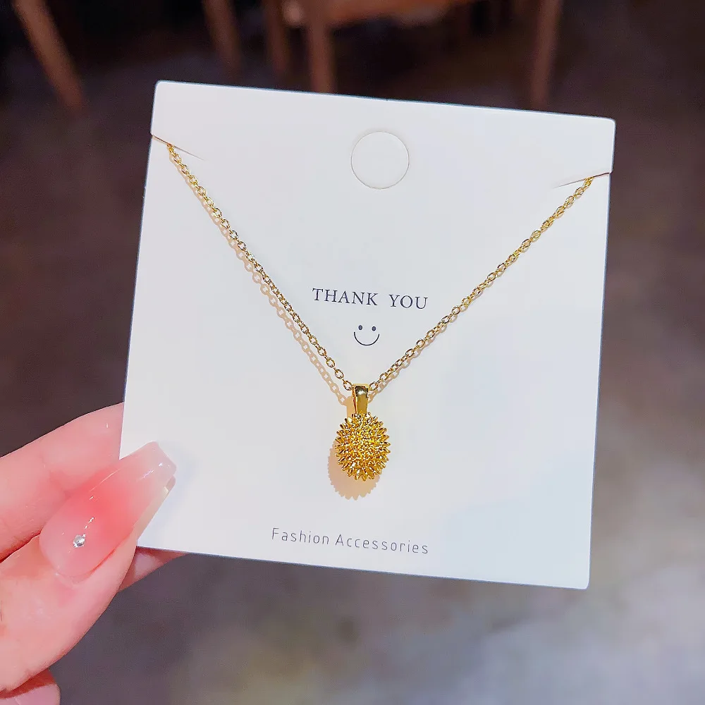 

3D Lucky Little Pinecone Nut Pine Cone Squirrel Ball Shape Mother's Day Gift Fruit Durian Pendant Necklace Woman Jewelry