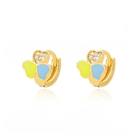 blue enamel love heart design earring for women girl small zircon green splicing heart hoop earrings jewelry gift brincos bijoux