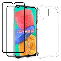 for samsung with screen protector 2pcs slim shock absorption tpu soft edge bumper with reinforced corners transparent phone case