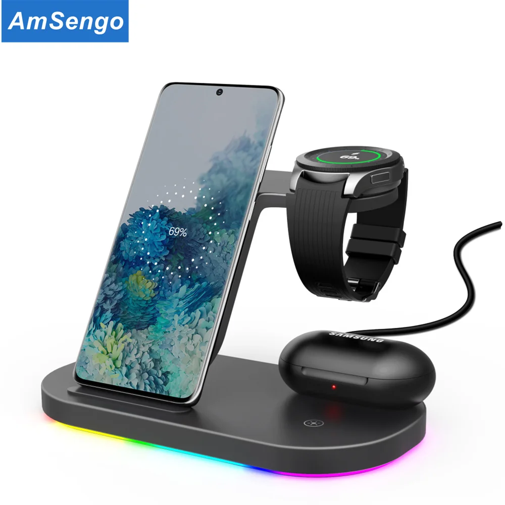 Беспроводное зарядное устройство Amsengo 15 Вт быстрая зарядка для Samsung Z Fold3 Flip3 S21 S20
