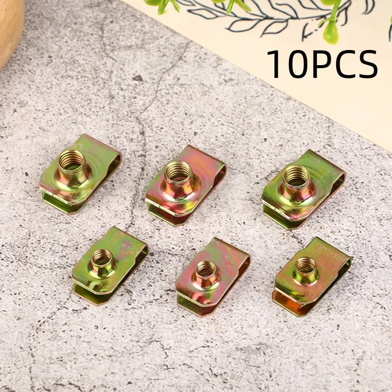 

10Pcs 304 Stainless Steel U Type Clips With Thread Type B Leaf Spring Nut M8 M6 Reed Nut Leaf Spring Nuts for Car Motor Parts