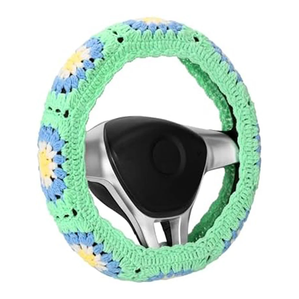 Авто милый вязаный крючком чехол на руль автомобильные нескользящие рулевые