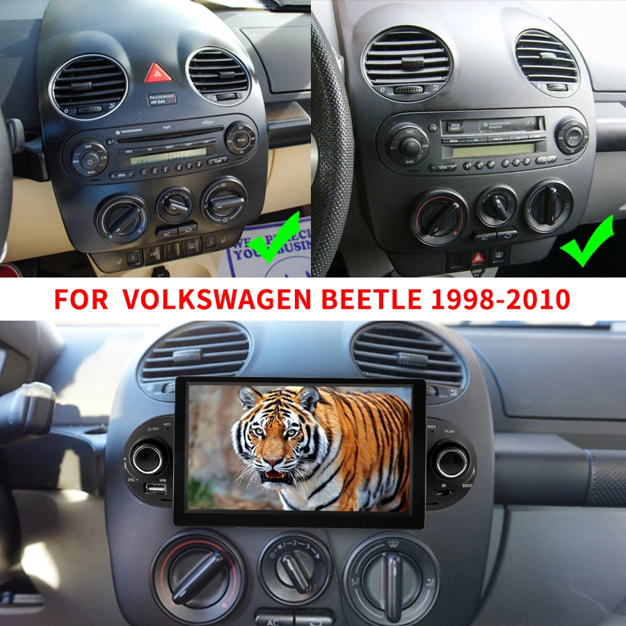

Автомагнитола 2 DIN на Android 13 с GPS-навигацией и DVD-плеером для VW Beetle 1998 - 2010
