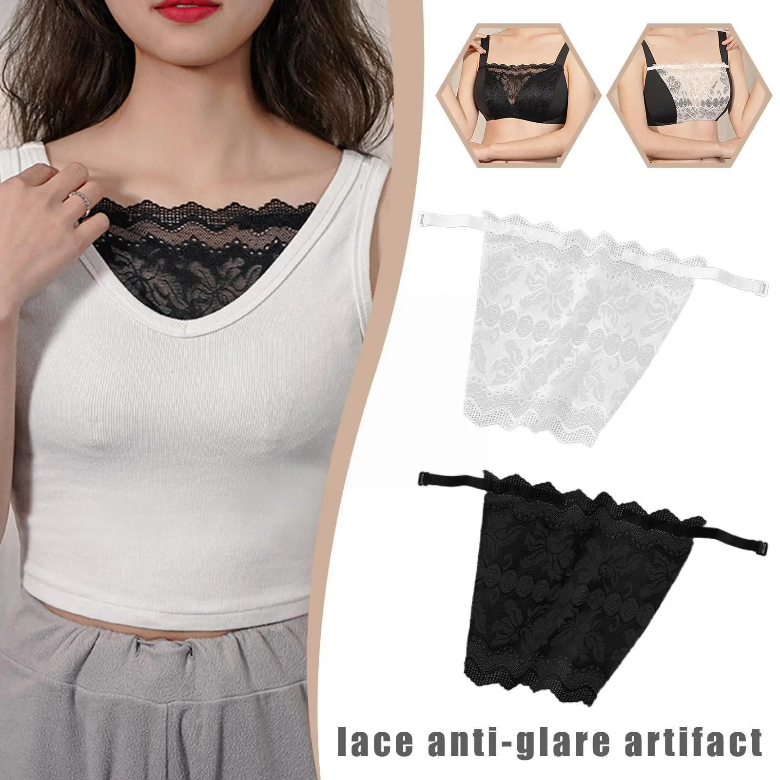 

Privacy Lace Bra Privacy Coverage Cleavage Privacy Underwear Clip-on Fake Breast Camisole Woman Peep Wrap Anti Seamless Ins
