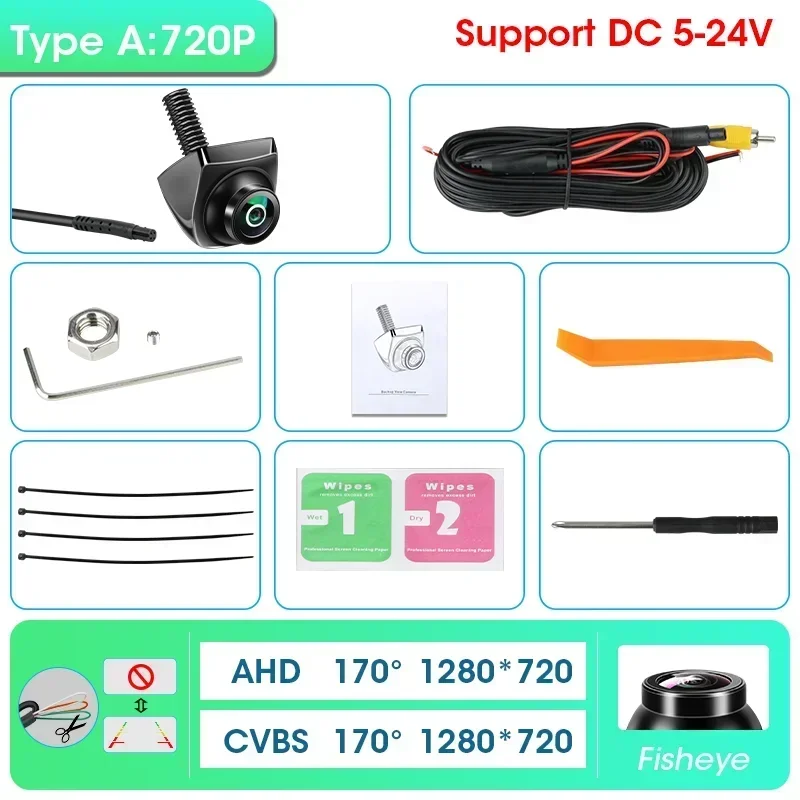 

Автомобильная камера заднего вида 170 градусов «рыбий глаз» ночного видения без перфорации AHD 1920*1080P CVBS NTSC PAL Универсальный резервный парковочный объектив