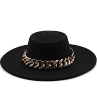 luxury wide brim thick gold chain fascinator beige hats for men women wide brim church derby top fedora hats sombrero hombre