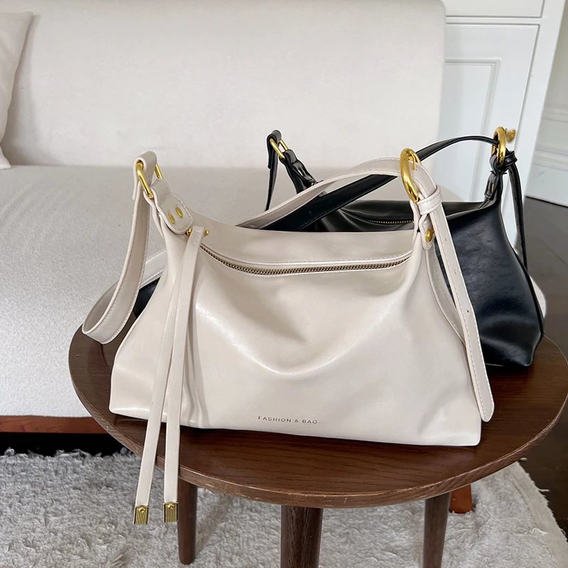 

Soft Leather Women's Shoulder Bags Simple Messenger Bag Ladies Commute Tote Handbags Solid Color Female Fashion Bag Large Purses