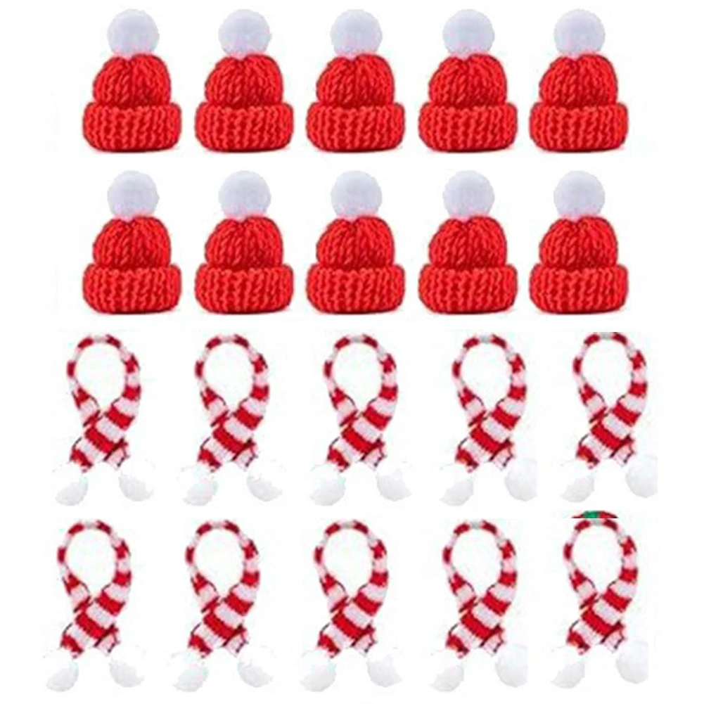 

Мини-шапки Санта и шарфы, набор из 10 штук