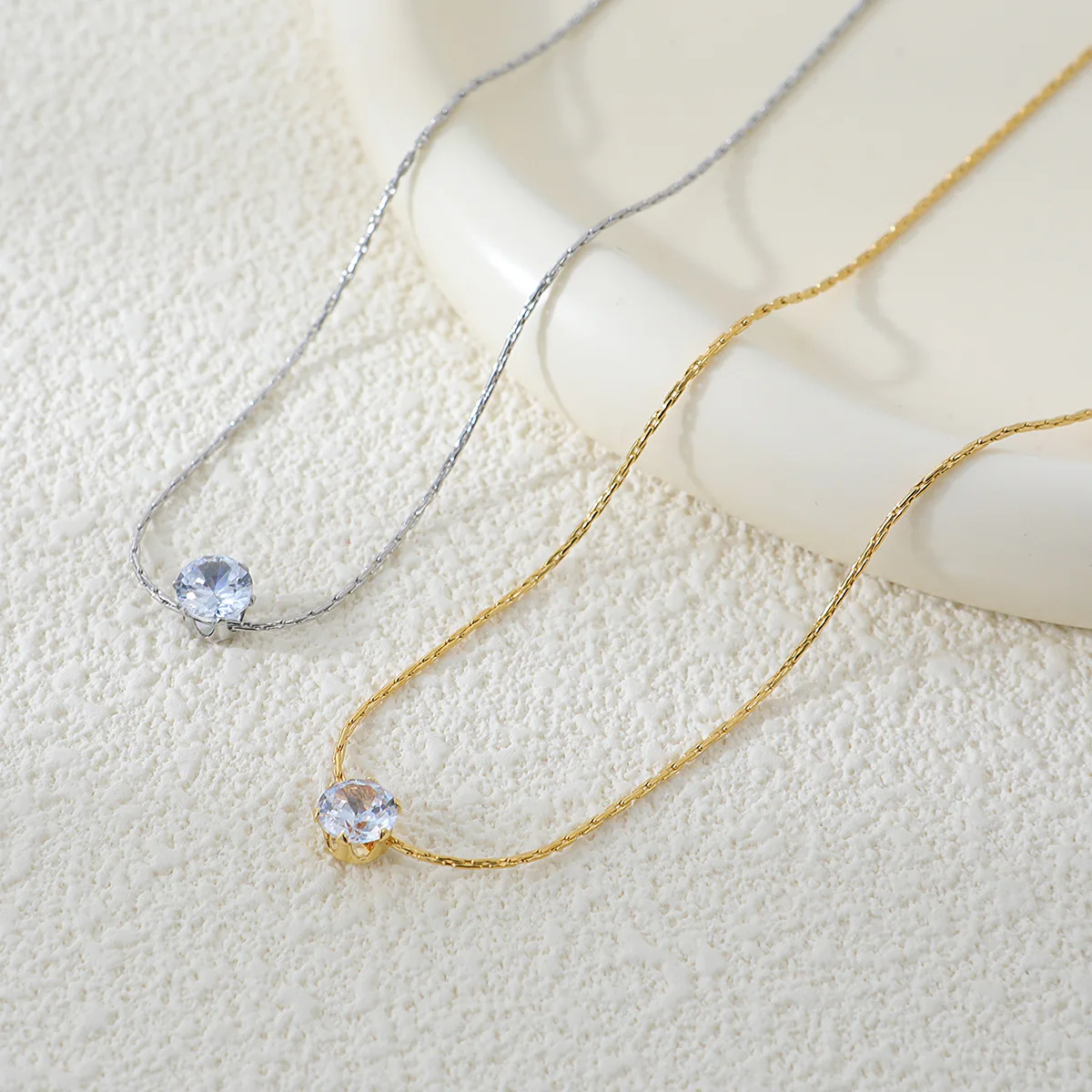 316L Легкое роскошное нишевое ожерелье с подвеской из циркона цветные простые