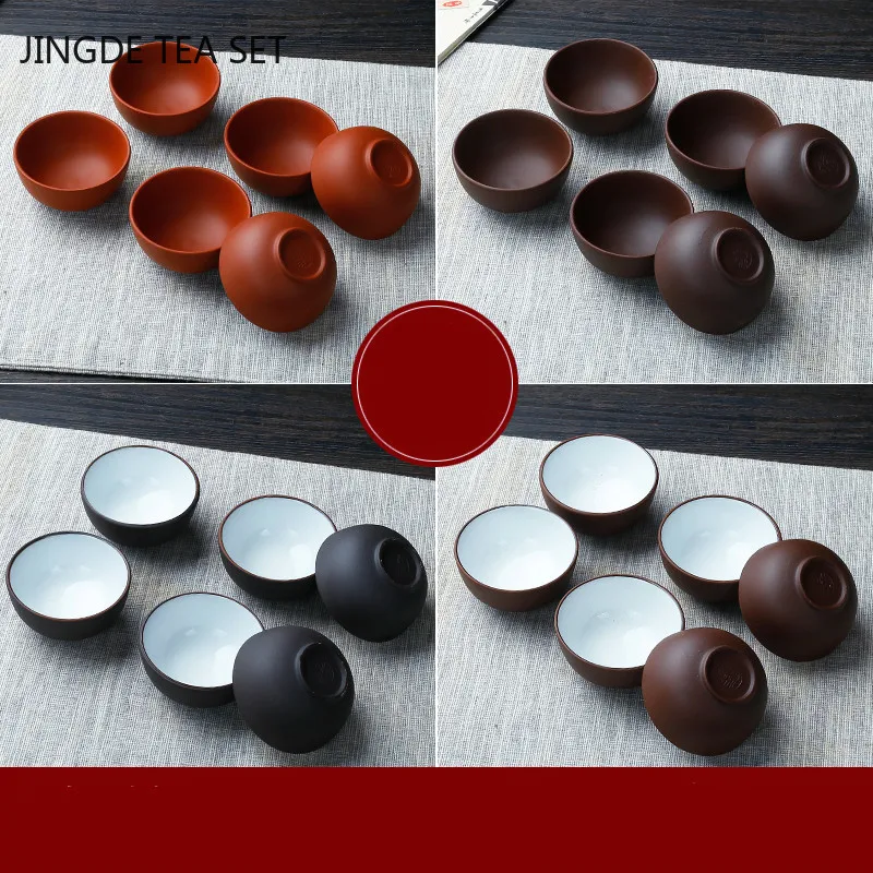 8 Pcs/set Yixing Handmade Purple Clay Teacup Authentic Dahongpao Tea Bowl Travel Portable Pu'er Master Cup Chinese Zisha Tea Set