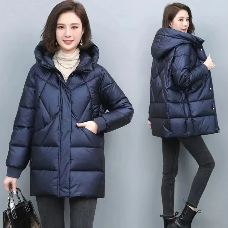 2022 Hooded Cotton Coat Women's Mid-Length Winter Jackets Elegant Mother's Parkas Padded Jacket Thick Down Padded Jacket Vintage enlarge