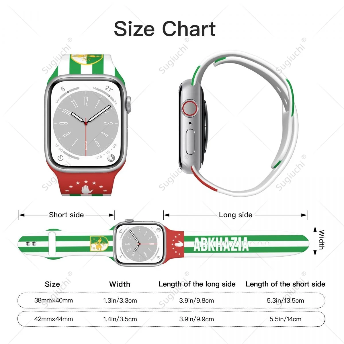 Спортивный ремешок унисекс с 3D-флагом Республики Abkhazia для Apple Watch Band Ultra 2