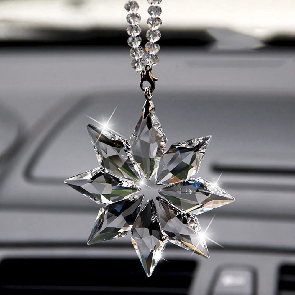 

Transparent Crystal Snowflakes Car Pendant Decoration Ornaments Sun Catcher Snowflake Hanging Trim Accessories Christmas Gifts