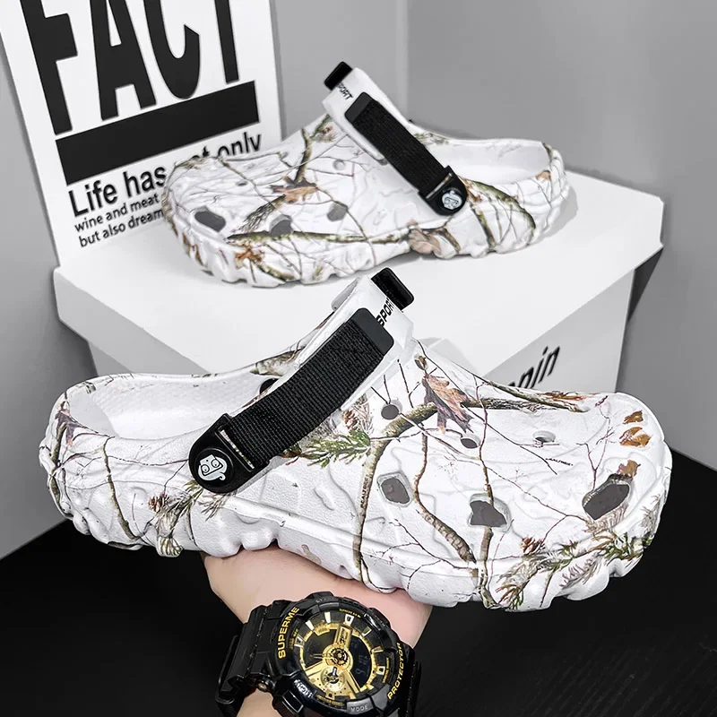 Шлепанцы мужские для сада и пляжа повседневные сандалии удобные мягкие улицы