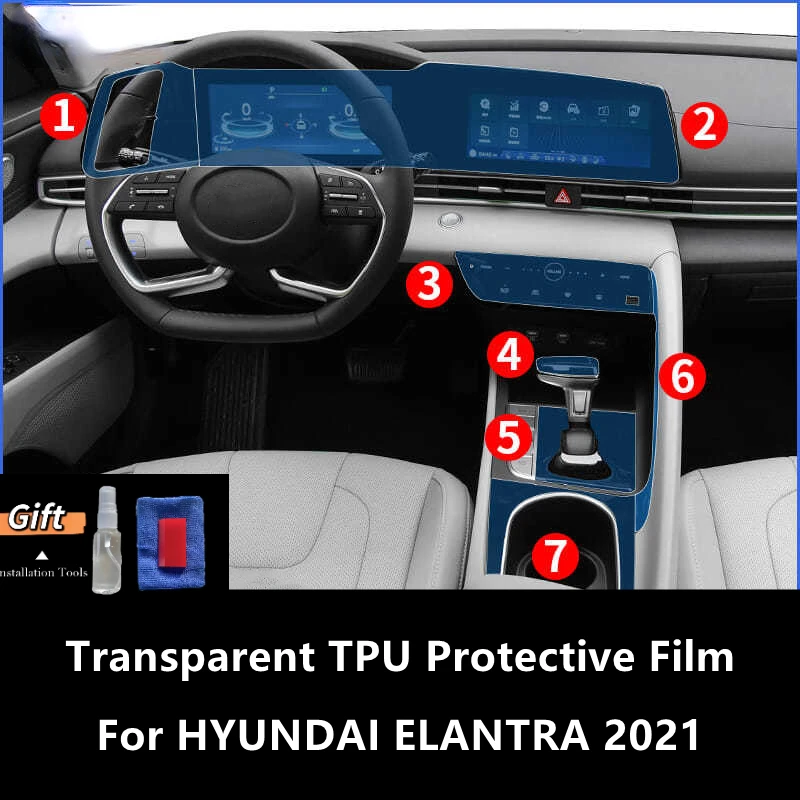 For HYUNDAI ELANTRA 2021 Car Interior Center Console Transparent TPU Protective Film Anti-scratch Repair Film Accessories Refit For HYUNDAI ELANTRA 2021 Car Interior Center Console Transparent TPU Protective Film Anti-scratch Repair Film Accessories Refit