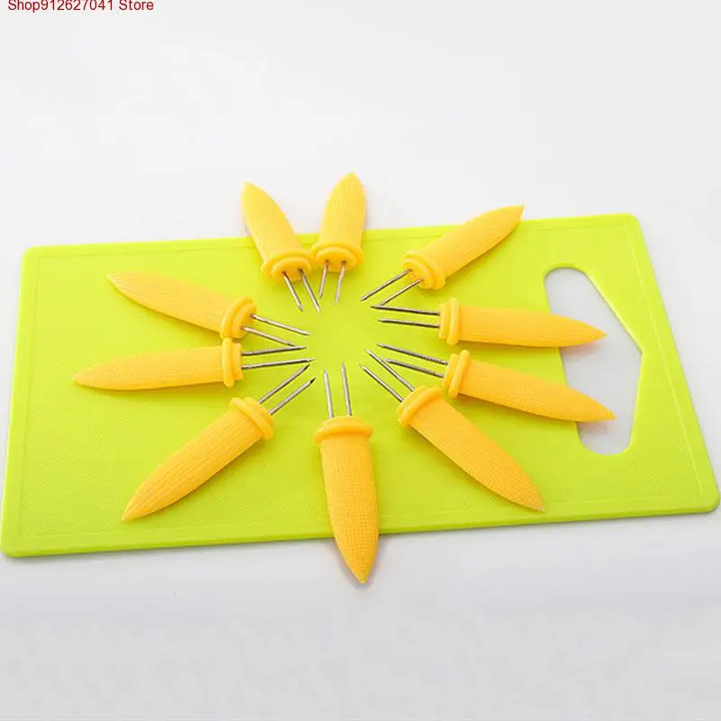 

10PCS/set Fruit Forks Kitchen Gadgets Stainless Steel Corn Holders Fork Camping Accessories Multi-Function Barbecue Tools