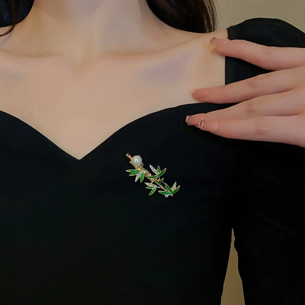 Винтажные Броши с жемчугом элегантные модные булавки для воротника листьями