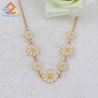sticks jewelry brand charm 7 flowers trendy necklace zinc alloy goldplate choker pendant for women