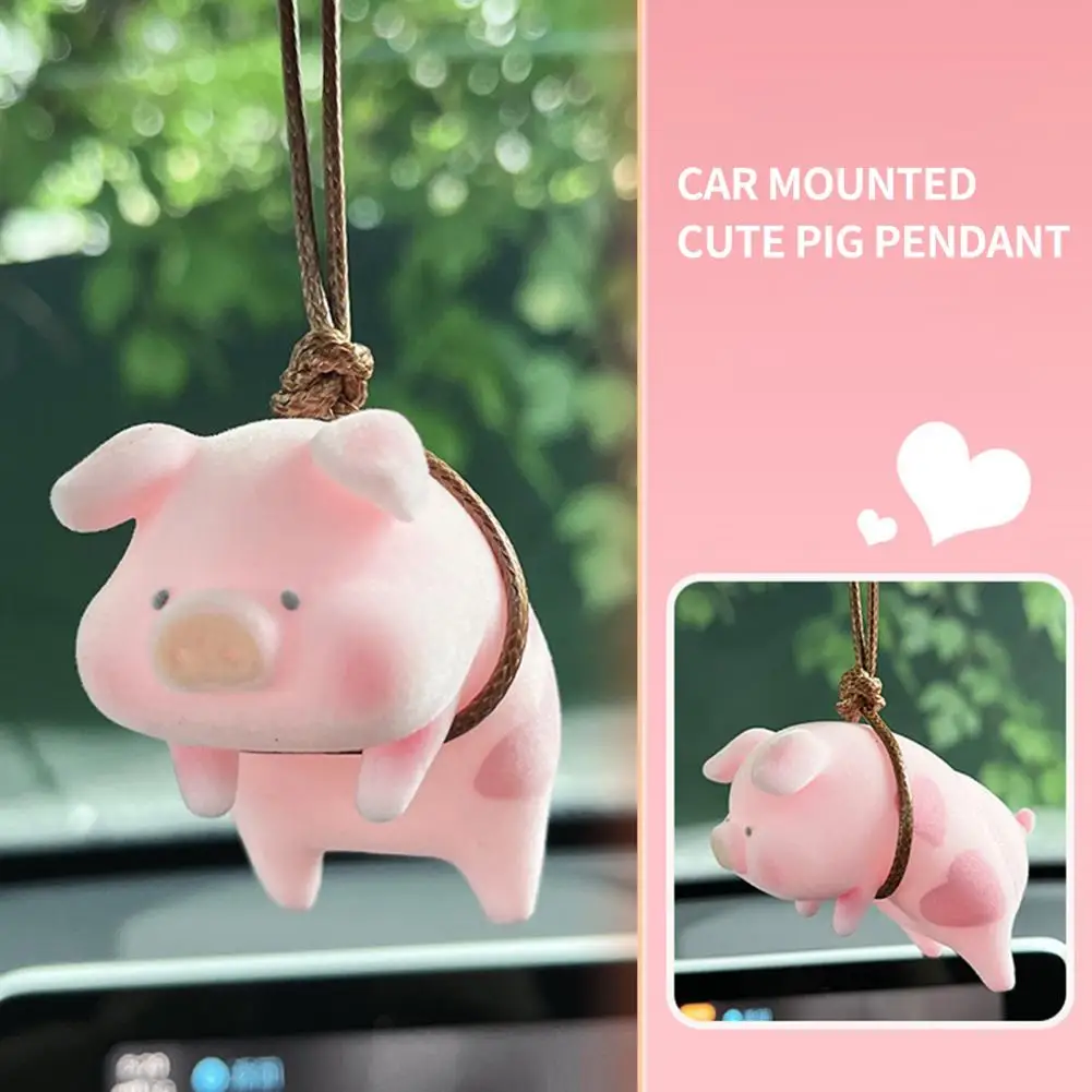 

Cute Pig Car Pendant Auto Rearview Mirror Pendants with Hanging Rope Swing Pig Coche Car Interior Accessories Creative Gift